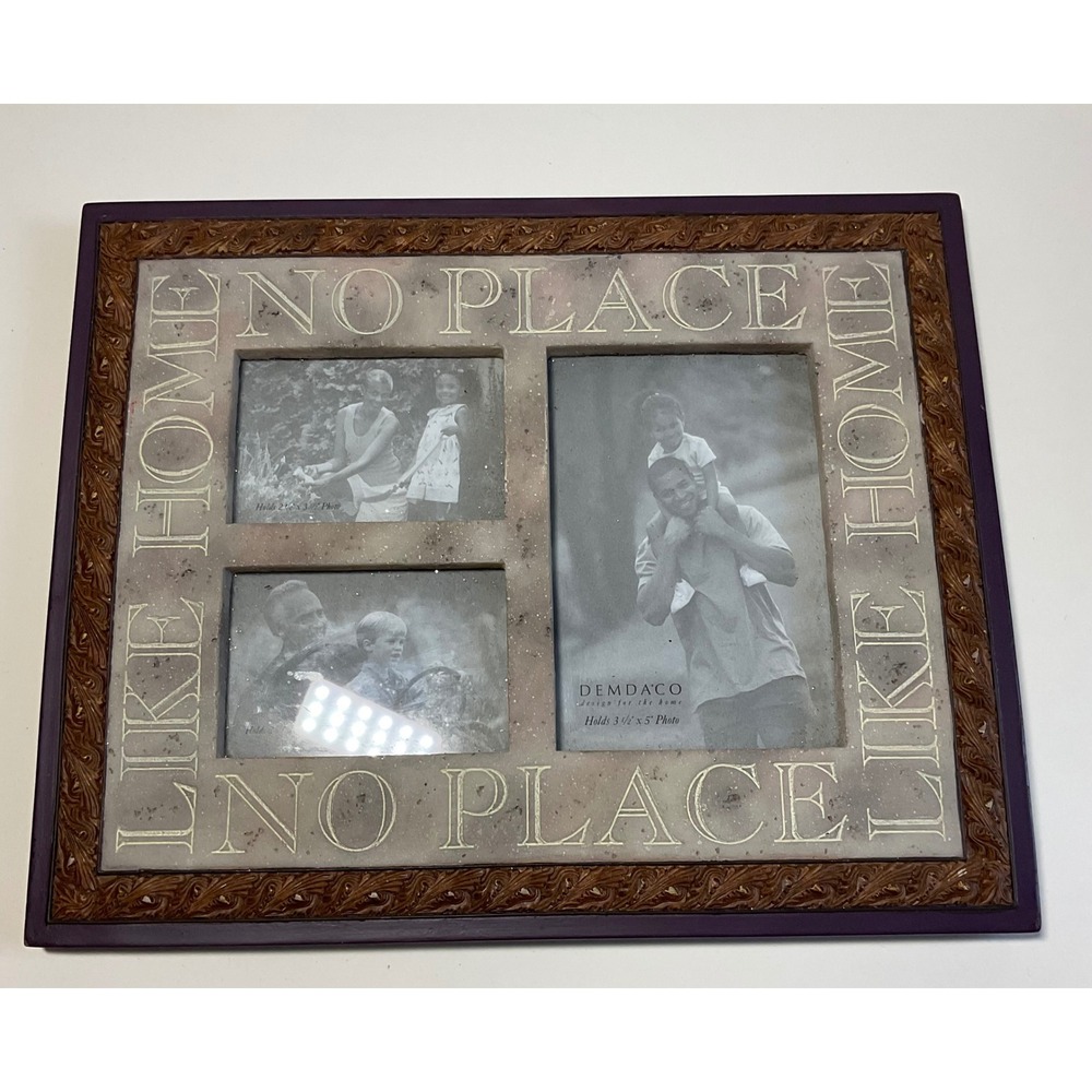 Demdaco Heartstone No Place Like Home 3-Opening Photo Frame Purple 77417 Stross